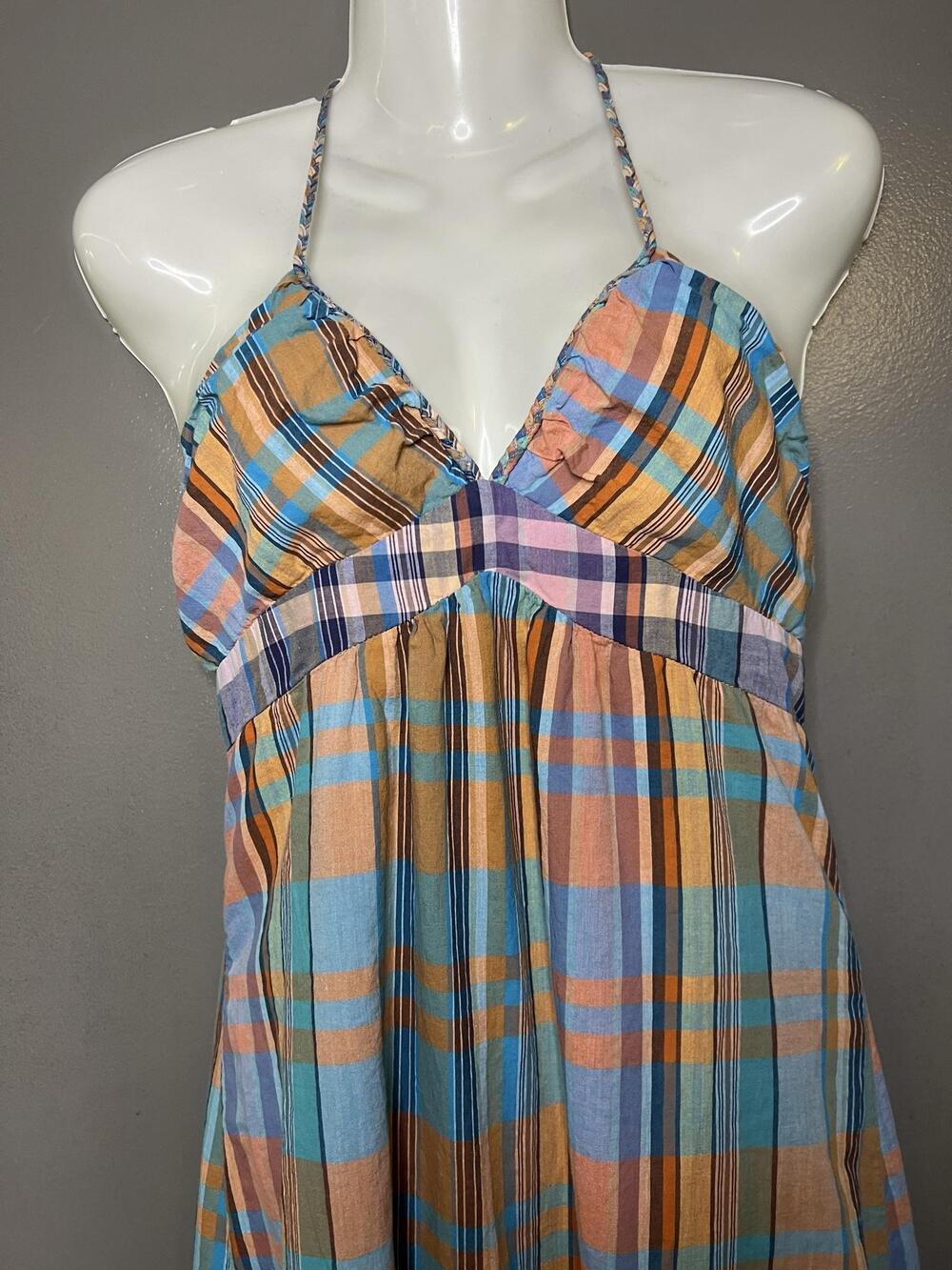 Mossimo Supply Co. Dress Womens Small Multicolor Plaid Halter Maxi Sundress